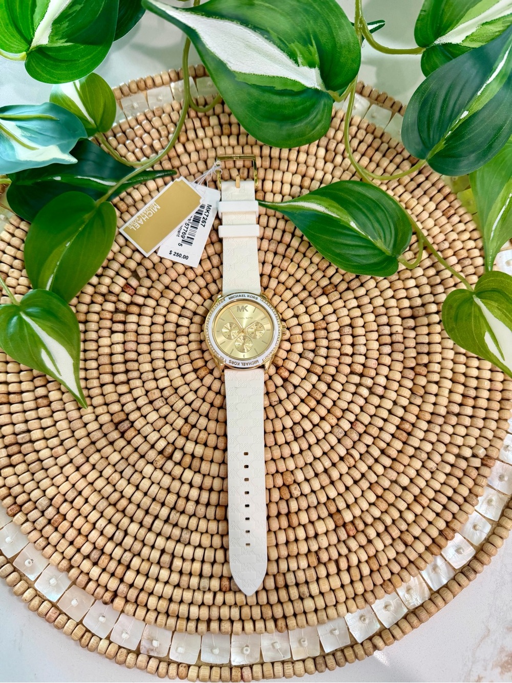 Michael Kors Women's White and Gold Chronograph Watch